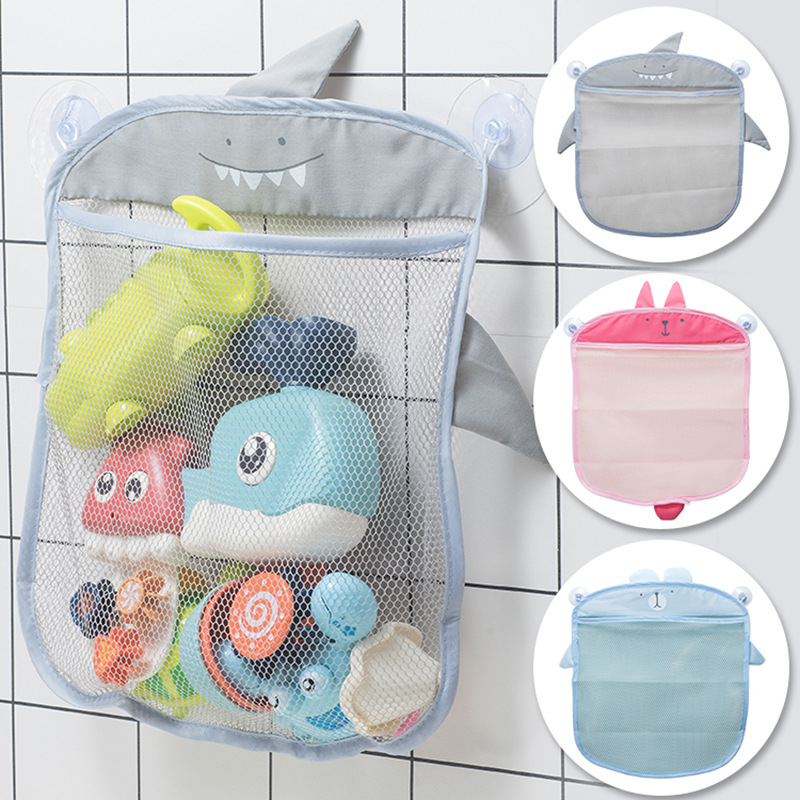 Kids Storage Toys - ถุงตาข่ายเก็บของเล่นอาบน้ำรูปเป็ดน่ารัก 1 ชิ้น กันน้ำ แห้งเร็ว พร้อมที่แขวนและถ้วยดูด