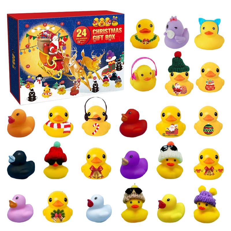 Rubber Duck Bath - ปฏิทินนับถอยหลัง24วันสำหรับเทศกาลคริสต์มาสพร้อมเป็ดเป็ด24ตัวของเล่นแบบบีบสำหรับใส่อาบน้ำเทศกาลน่ารักธีมเทศกาลปาร์ตี้ของขวัญที่โปรดปราน