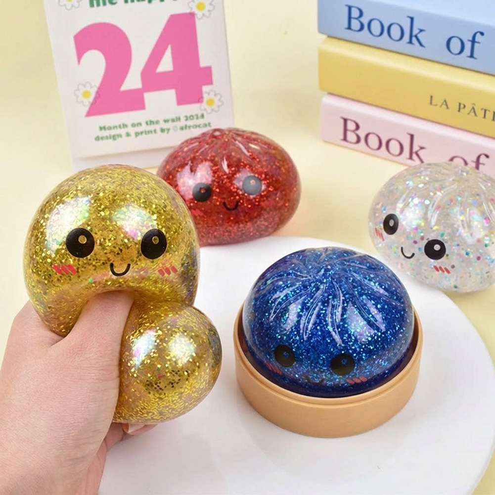 Kids Toys Dumplings - ของเล่นบันสกุชชี่ ของเล่นบันสกุชชี่รูปซาลาเปา ลูกบอลบีบแก้เครียดสำหรับเด็กและผู้ใหญ่ ของเล่นบีบแป้งบรรเทาความเครียด