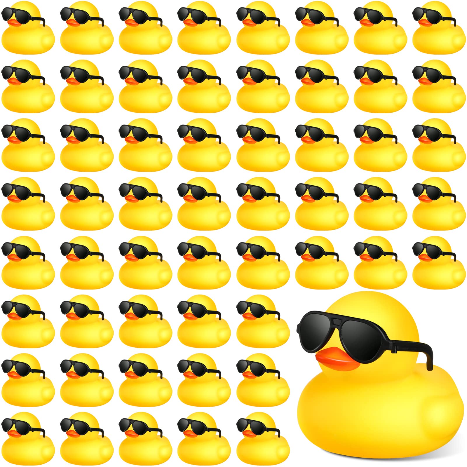Rubber Duck Bath - 1-100pcs สีเหลือง MINI เป็ดยางจํานวนมากพร้อมแว่นตากันแดดเป็ดของขวัญ MINI เป็ดเป็ดขนาดเล็กลอยสระว่ายน้ําเป็ดจํานวนมากของเล่น