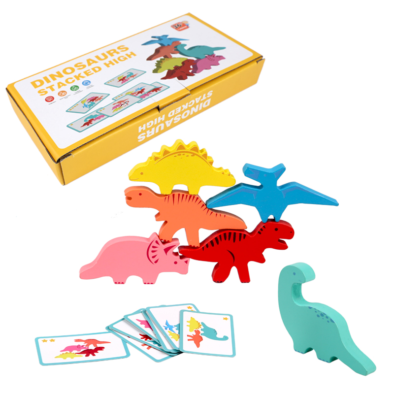Kids Toys Videos - ไม้บล็อกของเล่นเด็กสัตว์ไดโนเสาร์อาคารซ้อนสูงเกมกระดานไม้ Montessori ของเล่นเด็กของขวัญ