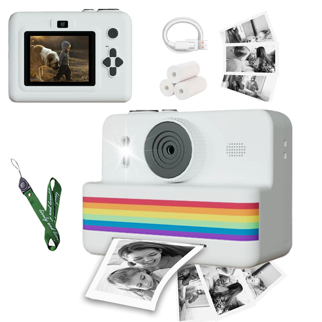 Kids Toys Youtube - เด็กดิจิตอลกล้องสําหรับการถ่ายภาพมินิเครื่องพิมพ์แบบพกพาความร้อนทันทีพิมพ์ภาพเด็กกล้อง 2.8 นิ้ว HD วิดีโอของเล่นของขวัญ