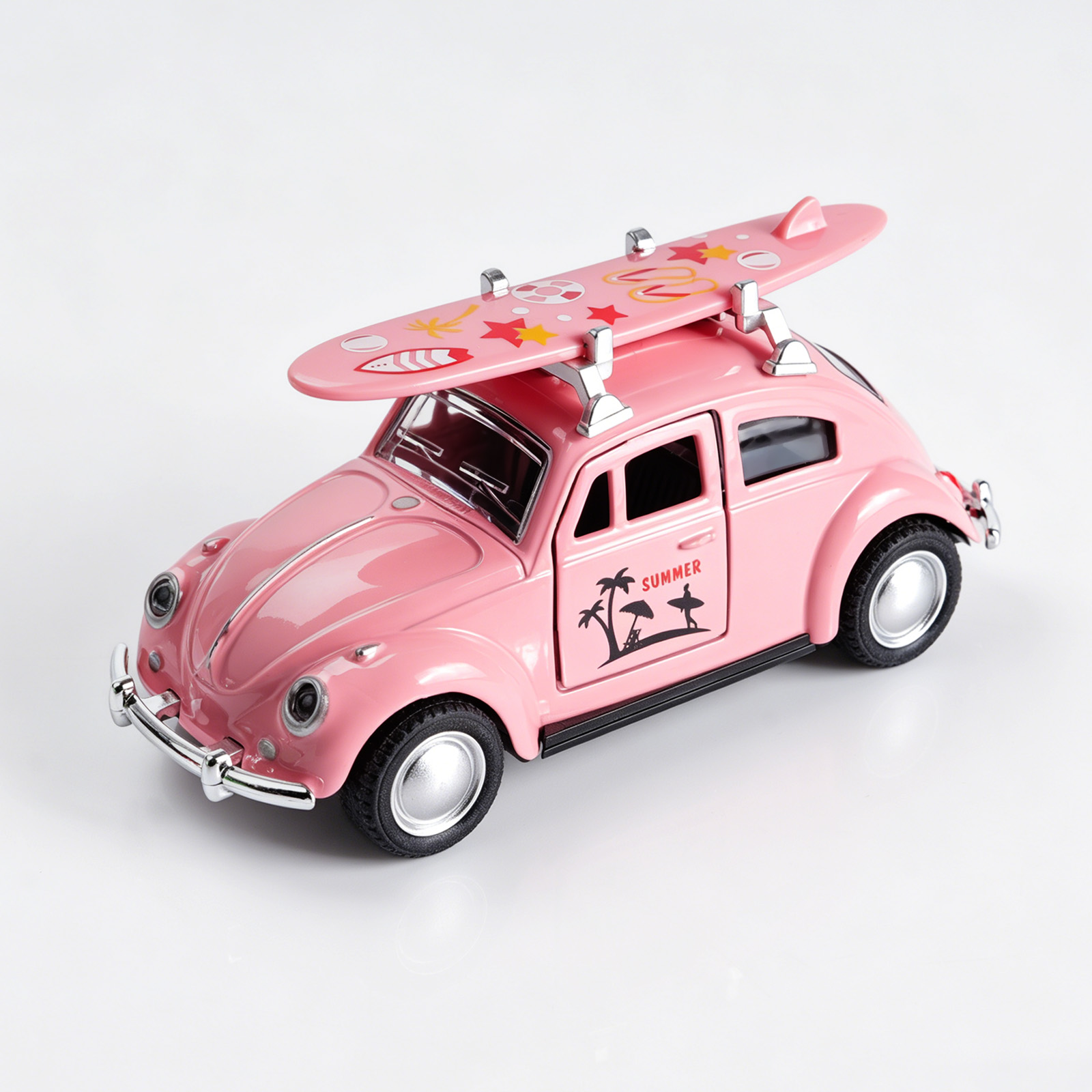 Kids Toys Young - รถโมเดล Volkswagen Beetle สีชมพู ขนาด 1:36