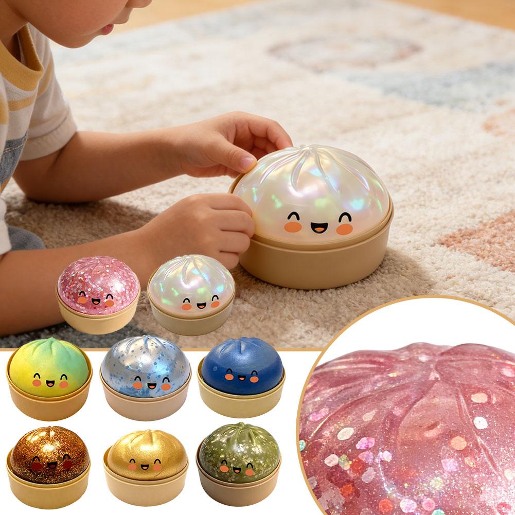 Kids Toys Dumplings - ลูกบอลบีบคลายเครียด รูปทรงเกี๊ยว ตลก น่ารัก วิบวับ ใช้ซ้ำได้