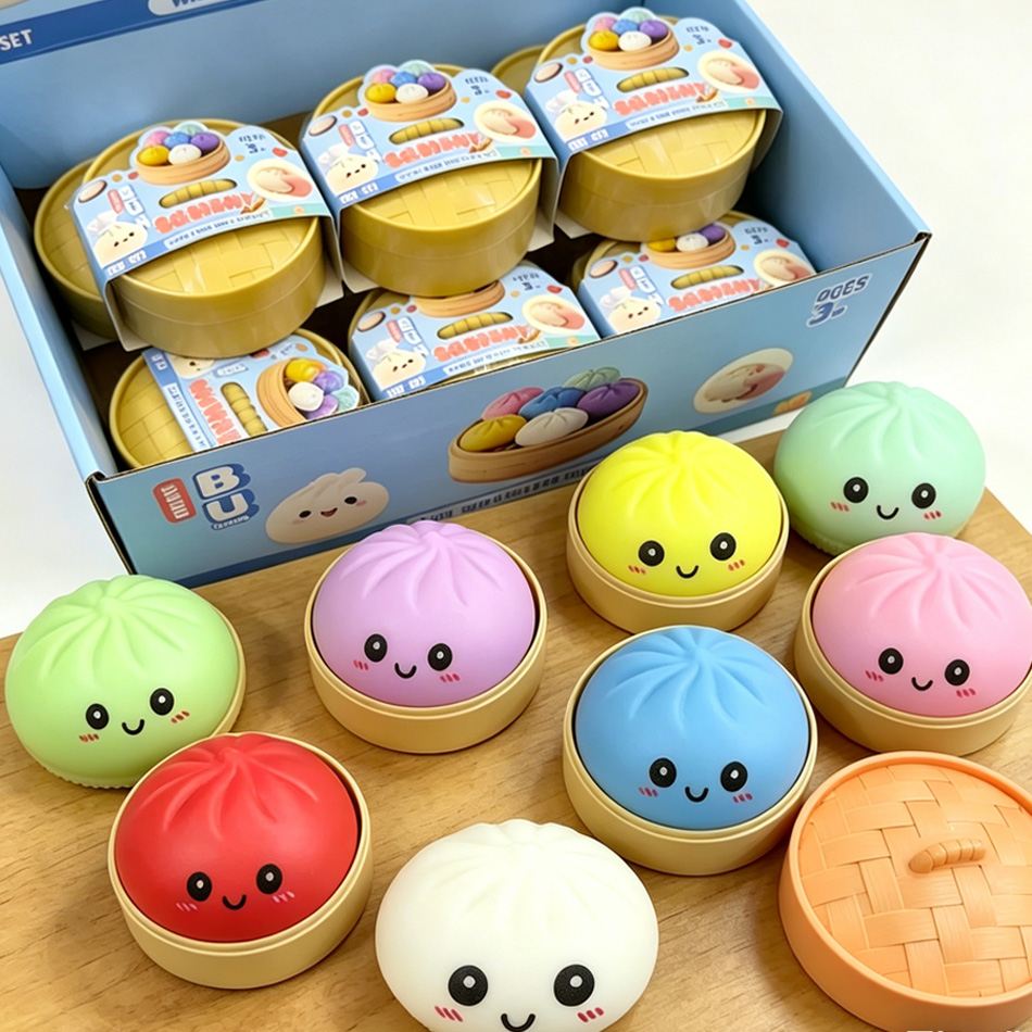Kids Toys Dumplings - ของเล่นบีบลดความเครียดรูปซาลาเปาหลากสีสัน ของเล่นบีบตุ๊กตาซาลาเปาแบบค่อยๆ คืนรูป ของเล่นฟิดเจ็ตสำหรับเด็กและผู้ใหญ่ ของขวัญคลายกังวล