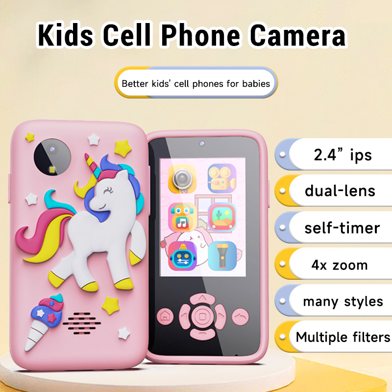 Kids Toys Smartphone - ของเล่นโทรศัพท์เด็ก ของเล่นกล้องสมาร์ทโฟน ของเล่นโทรศัพท์มือถือการ์ตูนมีเสียงเพลง ของเล่นเสริมพัฒนาการพร้อมเคสซิลิโคน ของเล่นกล้องดิจิตอลสำหรับเด็ก ของขวัญ