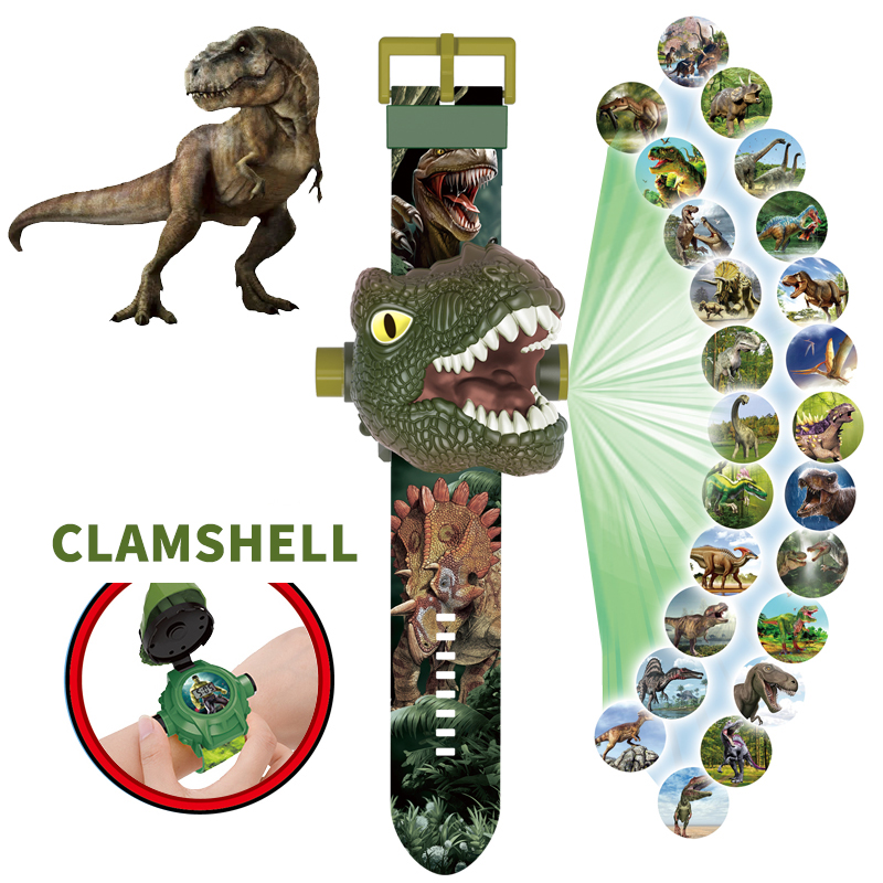 Kids Toys Videos - นาฬิกาเด็กไดโนเสาร์ 24 รูปแบบการฉายภาพของเล่นเด็ก T-rex โปรเจคเตอร์การ์ตูนนาฬิกานาฬิกาเด็กคริสต์มาสของขวัญ