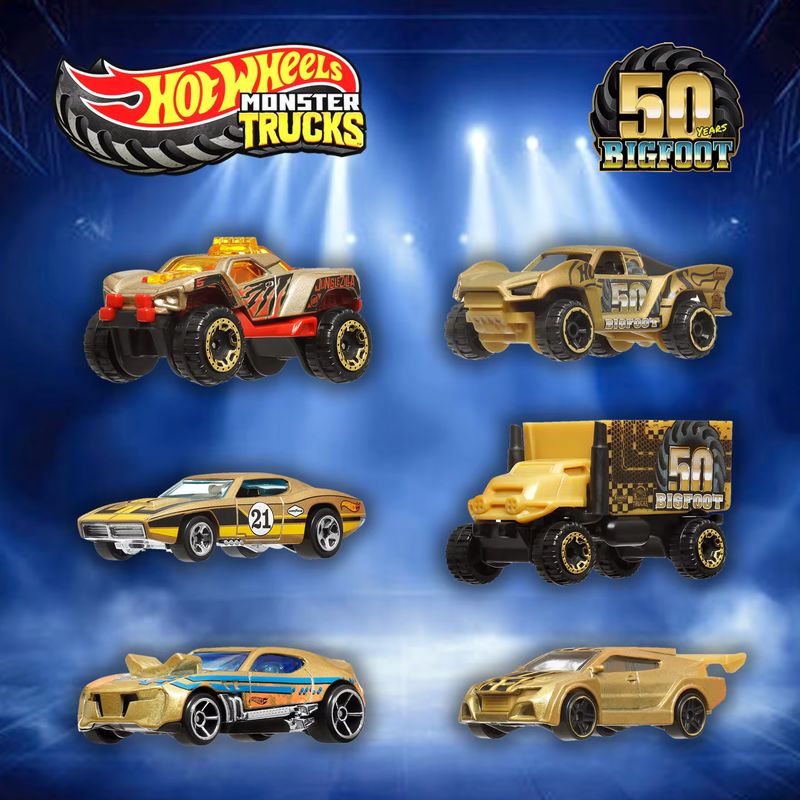 Hot Wheels Car Monster Trucks - รถโมเดลโลหะผสมรุ่นลิมิเต็ดอิดิชั่นชุบทอง Bigfoot ของ Hot Wheels Monster