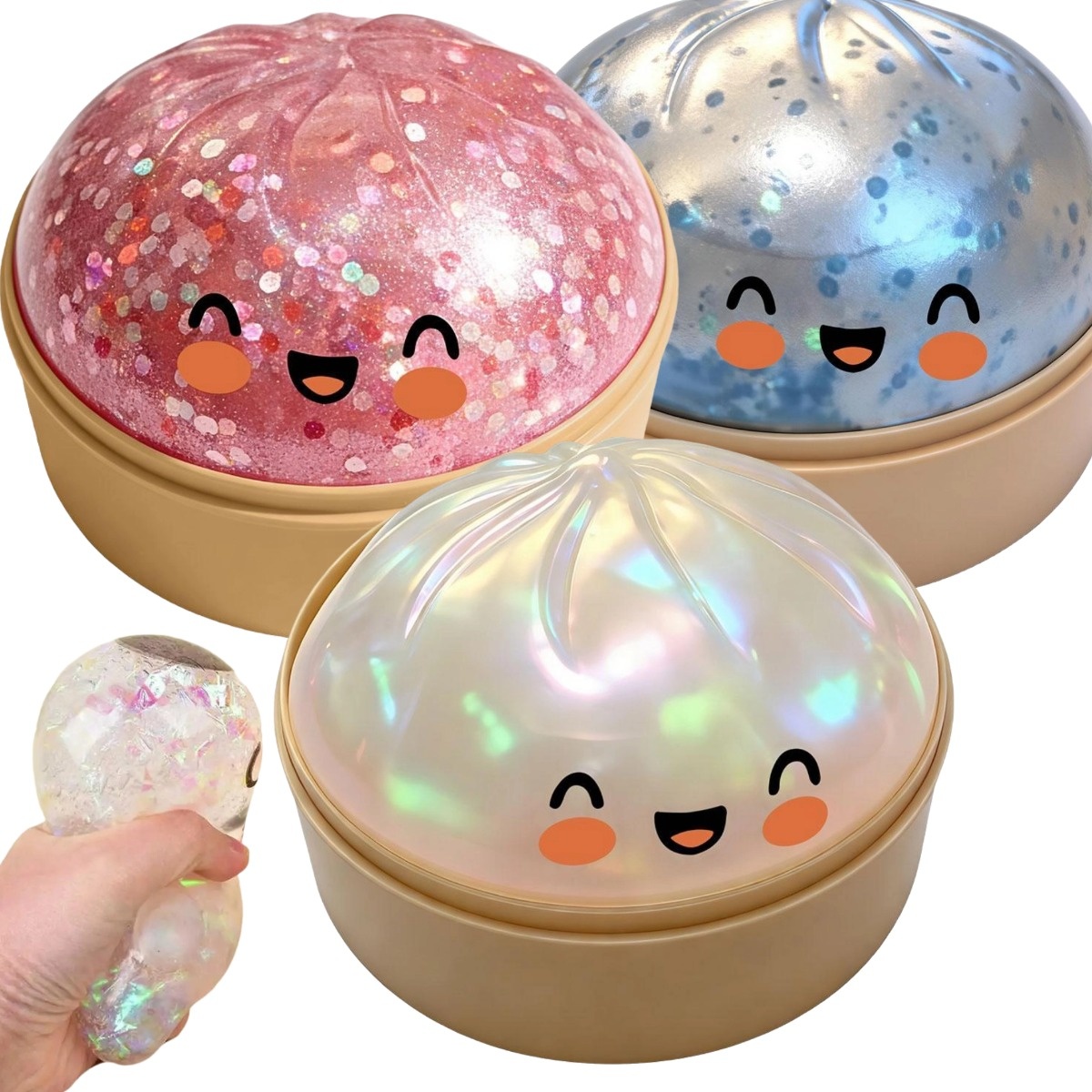 Kids Toys Dumplings - ลูกบอลบีบลดความเครียด รูปทรงเกี๊ยวซ่า แบบจำลอง ฟื้นตัวช้า นุ่มนิ่ม ใช้สำหรับบีบเล่น