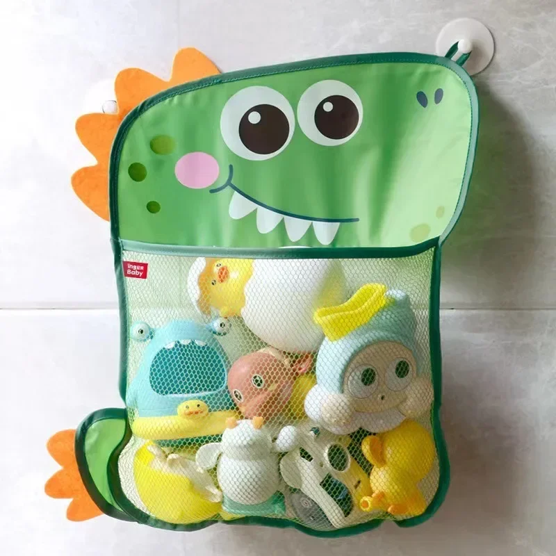 Kids Storage Toys - ถุงเก็บของเล่นในห้องน้ำแบบแขวน สำหรับเด็ก ลายไดโนเสาร์/สัตว์ต่างๆ ตะกร้าตาข่ายสำหรับของเล่นอาบน้ำเด็ก