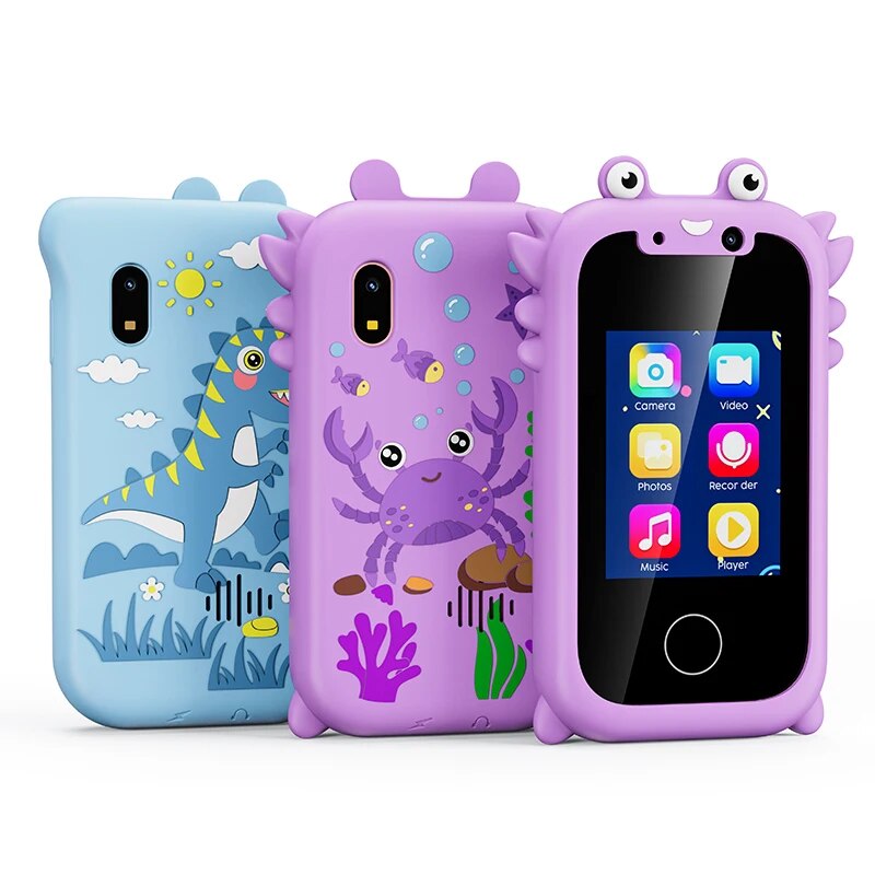 Kids Toys Smartphone - สมาร์ทโฟนสำหรับเด็กของเล่นเพื่อการศึกษาของเล่นสำหรับเด็กเครื่องเล่นดนตรี MP3กล้องคู่เซลฟี่พร้อมการ์ด512MB หน้าจอสัมผัสการเรียนรู้ของขวัญของเล่น