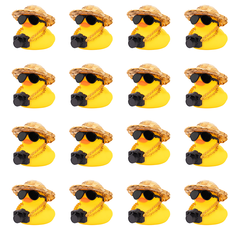 Rubber Duck Bath - ของตกแต่งรถยนต์เป็ดยาง 10-100 ชิ้น, เป็ดยางติดคอนโซลรถยนต์ ของประดับตกแต่งรถยนต์ เป็ดน่ารักพร้อมหมวกฟาง