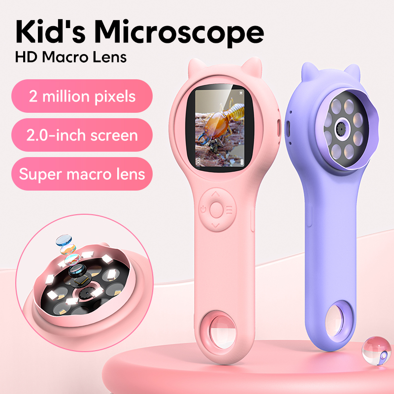 Kids Toys Under 200 - เด็กกล้องจุลทรรศน์แสง 200 ล้านพิกเซลพร้อมฟังก์ชั่นวิดีโอภาพ 500x สังเกตกล้องจุลทรรศน์วิทยาศาสตร์โลกเด็กการศึกษาของเล่น