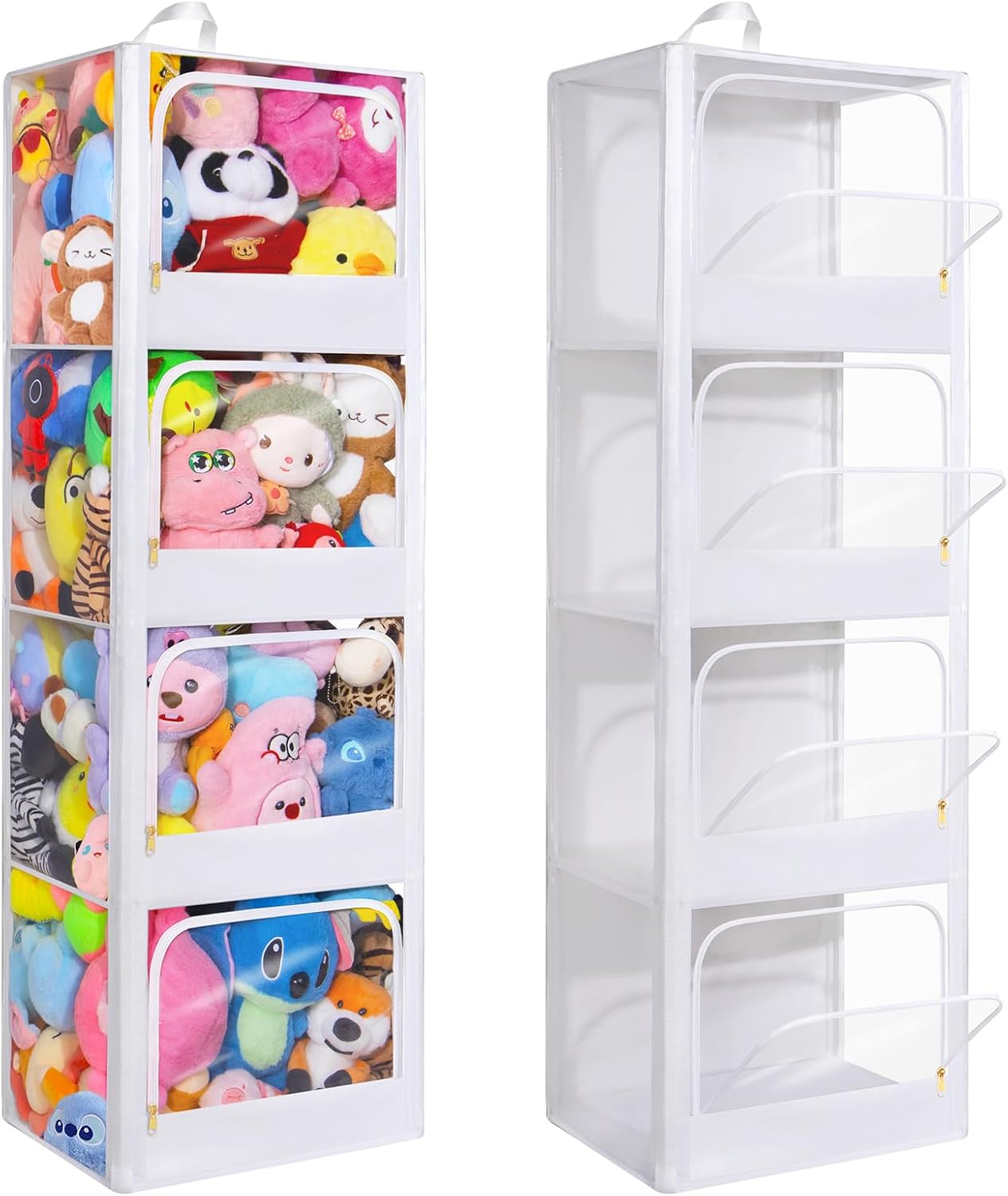 Kids Storage Toys - กล่องเก็บของเล่นแบบใส 4 ชั้น ป้องกันฝุ่น พร้อมซิป จัดเก็บได้ทั้งแนวนอนและแนวตั้ง