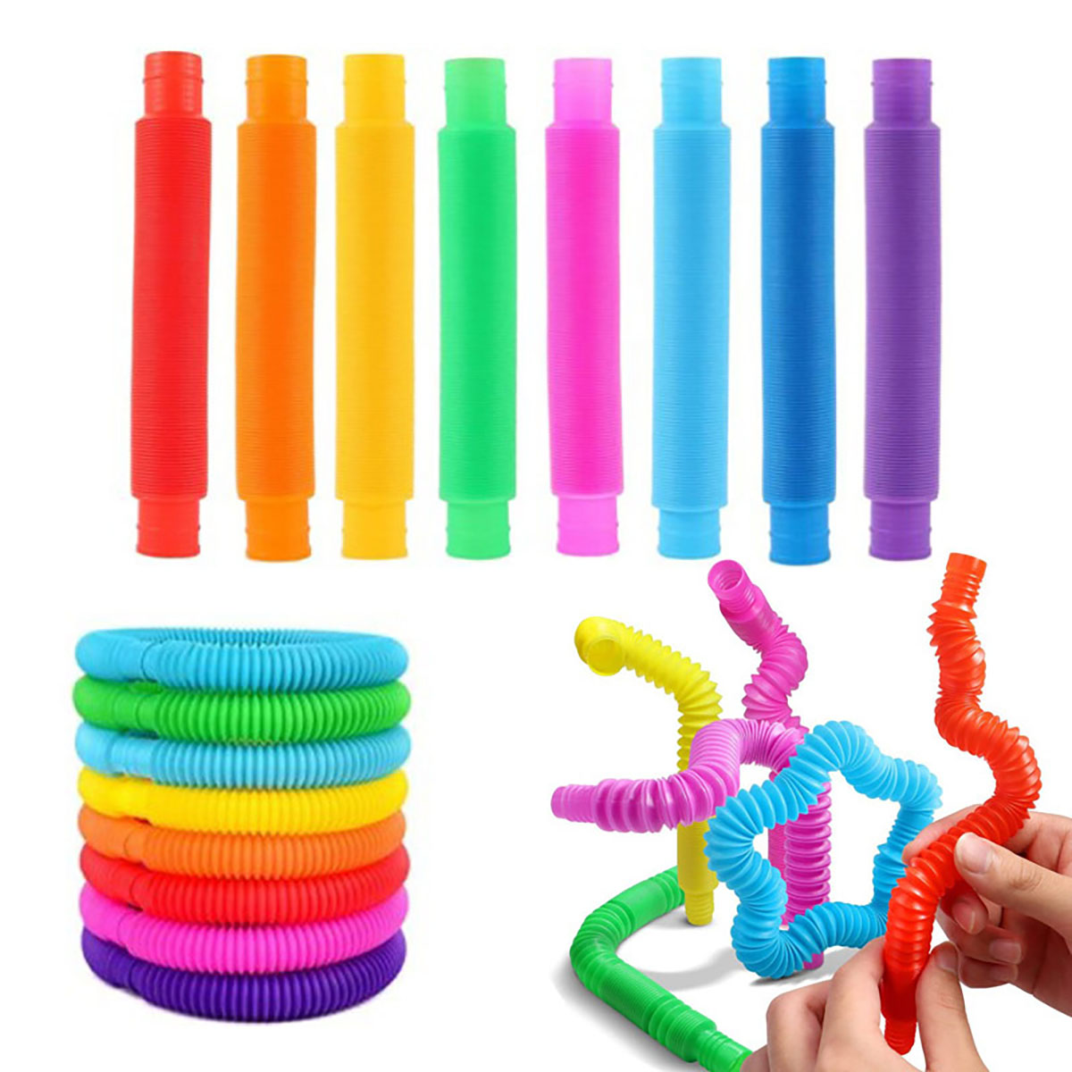 Kids Toys Youtube - 10-30PCS สีสัน Telescopic หลอด Fidget ของเล่นพลาสติก