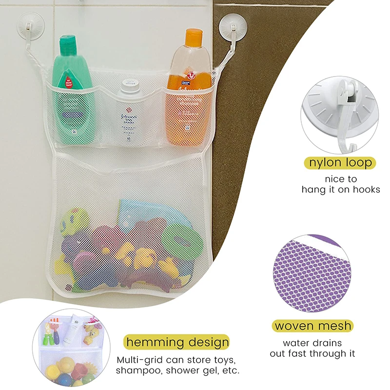 ของเล่นอาบน้ำสีขาวชมพู ถุงตาข่ - Kids Storage Toys บทวิจารณ์และราคา
