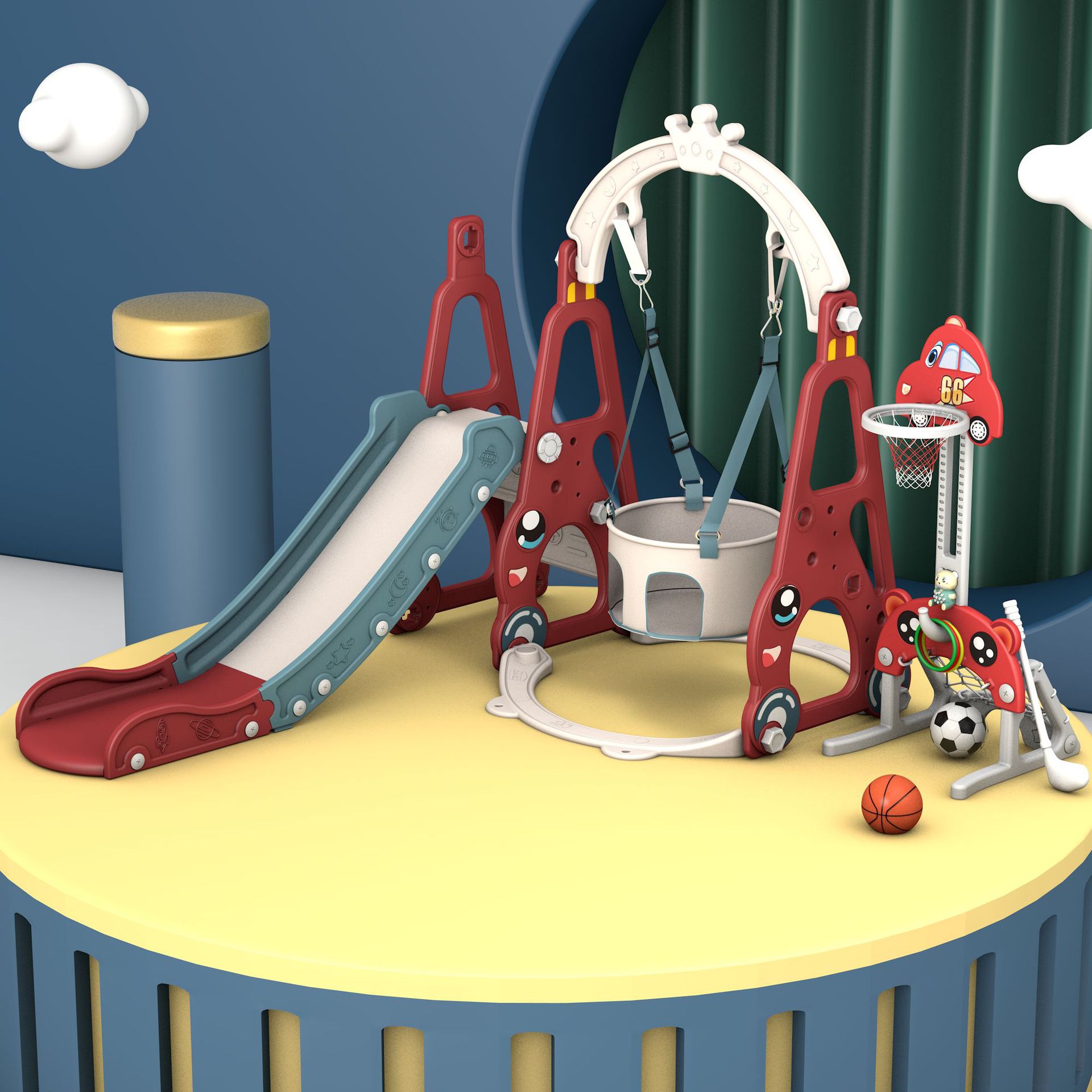 ชุดสไลเดอร์และชิงช้า 7-in-1 สำ - Kids Toys Entertainer บทวิจารณ์และราคา